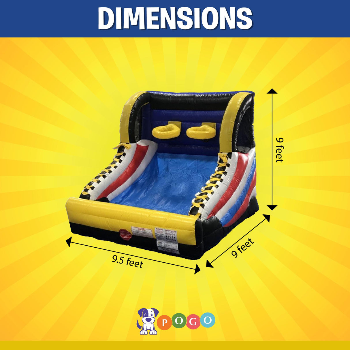 Pogo Bounce House Basketball Hoop Inflatable for Adults and Kids, Mini Hoop Arcade Style Game for Poolside & Outdoor Party, Backyard Toys, (2) Hoops, (2) Balls, Blower, and Stakes, 9' L x 10' W x 8' H Pogo Bounce House