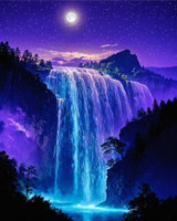 ldazao Paint by Numbers Kit for Adults, Starry Waterfall Paint by Number Kits for Beginner Acrylic On Canvas Forest Oil Painting Kit Adults' Paint-by-Number Kits for Gift Home Wall Decor 16x20 Inch ldazao