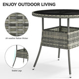 YITAHOME 31.5" Patio Table for 4-Person, Outdoor Patio Wicker Round Dining Table, All-Weather Rattan Bistro Dining Table w/Glass Tabletop for Backyard Deck Porch Poolside, Gray YITAHOME
