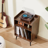 VEVOR Record Player Stand with LED Light, 3 Tiers Turntable Stand with Charging Station & USB Ports, Holds up to 150 Albums, Vinyl Record Storage Cabinet with Display Shelf for Bedroom, Living Room VEVOR