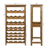 VASMIA Wine Rack Freestanding Floor, 6-Tier Display Wine Storage Shelves with Table Top, 24-Botttle Bamboo Wine Rack Shelf for Kitchen Bar Dining Room Living Room, Walnut VASMIA