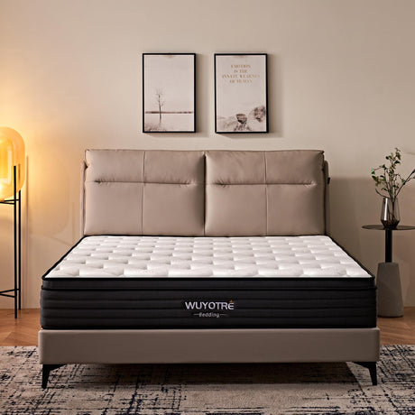 WUYOTRE King Mattress, 10 Inch King Size Hybrid Mattress in a Box,Cooling Memory Foam Bed Mattresses with Independent Spring,Soft and Breathable,Back Pain Relief,CertiPUR-US,Medium WUYOTRE
