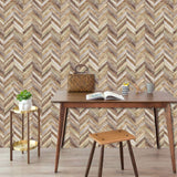Meihodan Handpainting Peel and Stick Wallpaper Herringbone Wood Panel Self-Adhesive Prepasted Wallpaper Wall Mural 17.7in x 9.8ft Meihodan