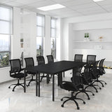 Bonzy Home 8FT Conference Table with Chairs Set, 94.4"x47.2"x29.5" Tables & 10Pcs Office Chairs, Meeting Room Study Printer Podcast Seminar Table Set for 10 People, Black Bonzy Home