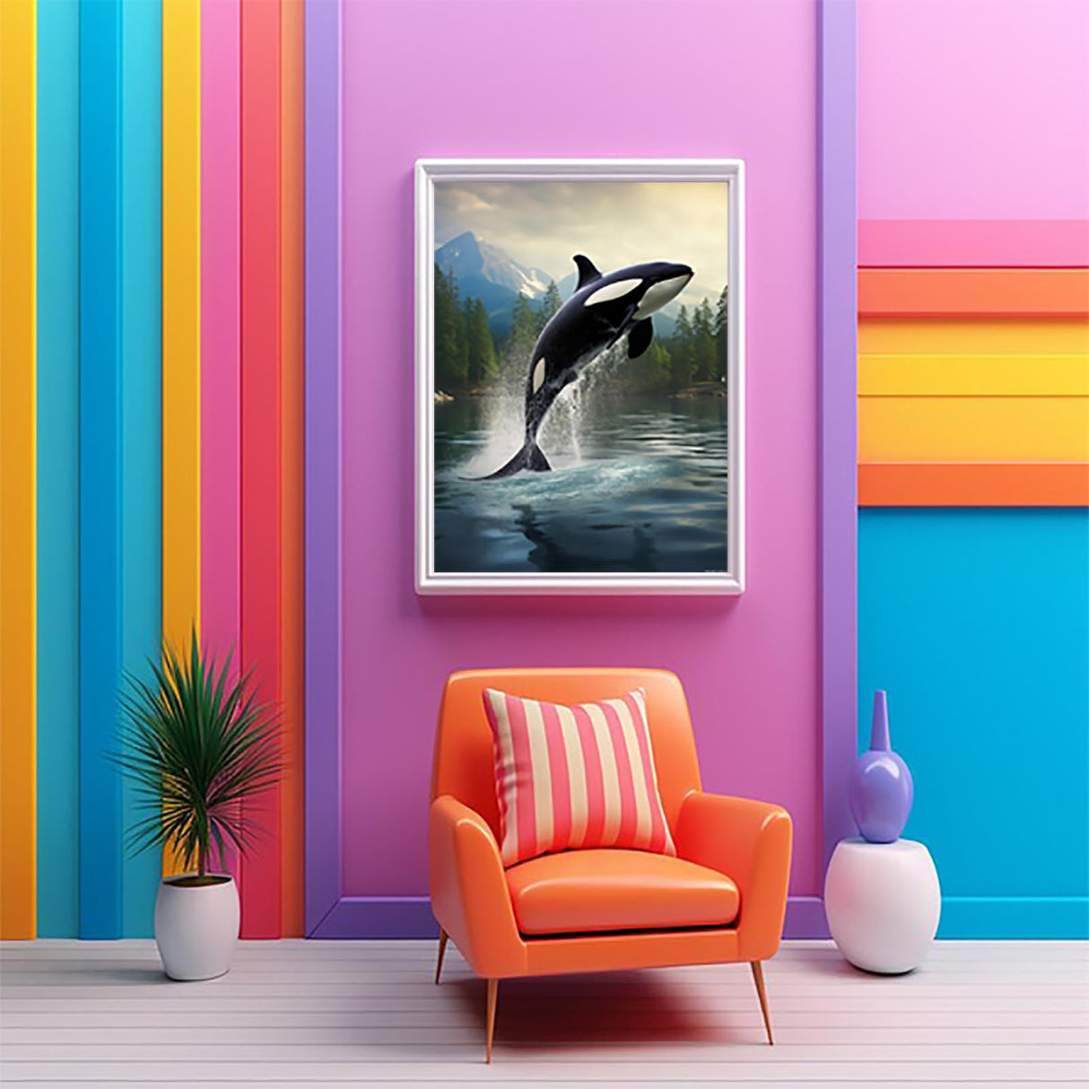 UPABLUNSO Orca Whale Jumping Water 5D Diamond Art Painting for Adults Full Drill Round Diamond Paint by Number Kits for Beginners Gems Cross Stitch for Wall Decor 12x16 inch UPABLUNSO