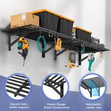 Jusgym 2-Pack 2x4ft Garage Shelving Wall Mounted, 2' x 4' Heavy Duty Garage Storage Shelves with Hooks, 400LB Capacity Jusgym