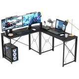 VECELO 59"x59" L Shaped Desk for Computer Gaming Multi-Usage Long 2 Person Table for Home Office Sturdy Writing Workstation, Easy Assembly/Saving Space, Black VECELO