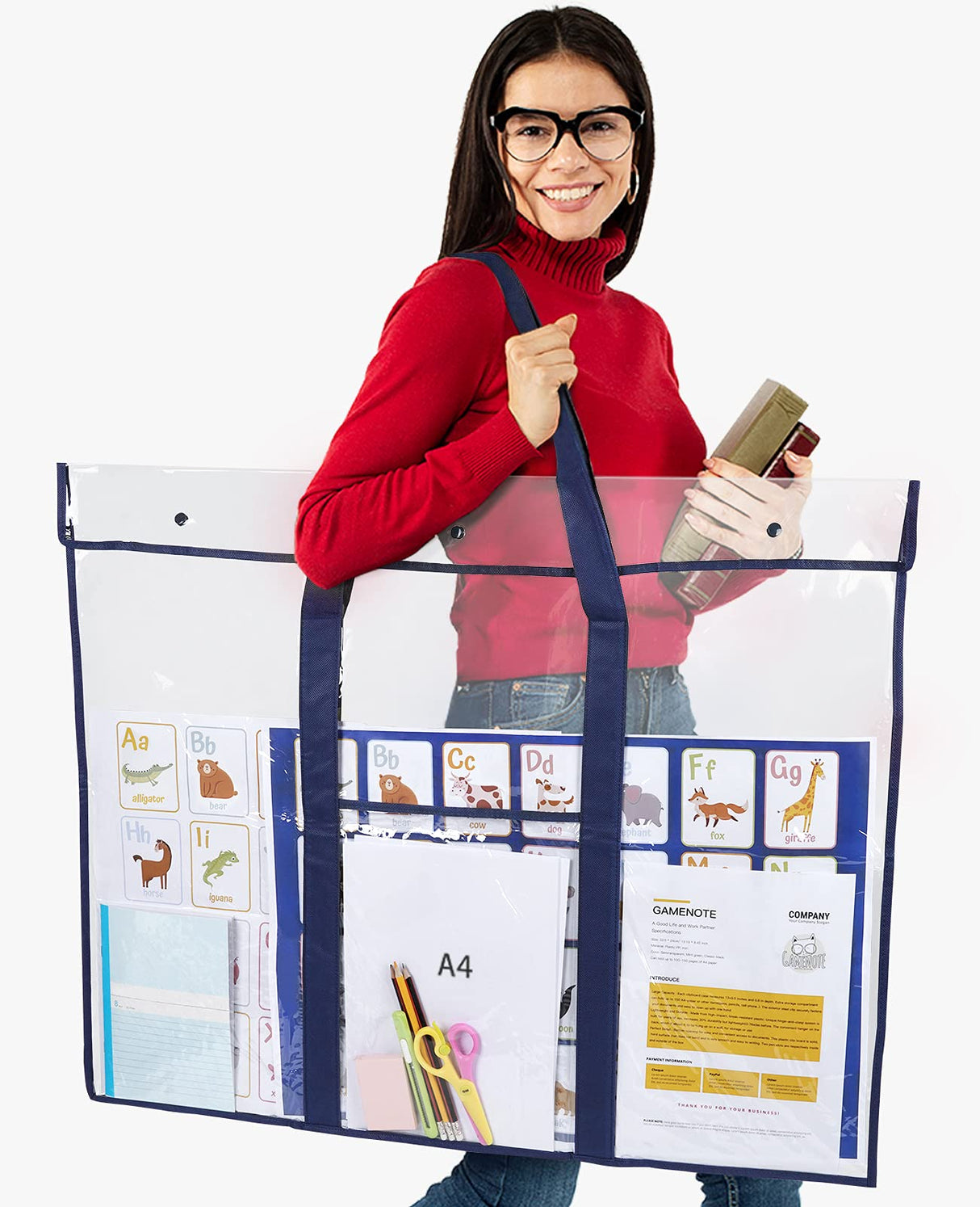 GAMENOTE 2 Pack Large Poster Storage Bag (31.5"×25.5") Bulletin Board Holder Art Portfolio Container for Teachers Classroom Organization GAMENOTE