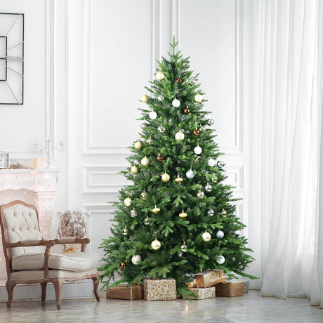 5 FT Artificial Christmas Tree with 1020 PE&PVC Mixed Branch Tips, Unlit Hinged Premium Spruce Fake Xmas Trees, Green, Foldable Base Treepool