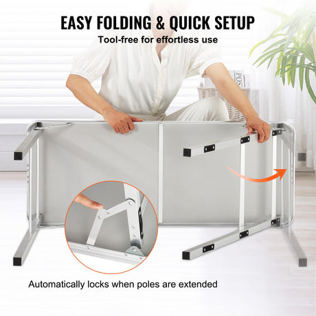 VEVOR Folding Portable Bar Table, Tradeshow Podium Table for Indoor, Outdoor, Party, Picnic, Exhibition, Includes Carrying Case, Storage Shelf and Black Skirt, 38.39" x 15.16" x 34.25" VEVOR