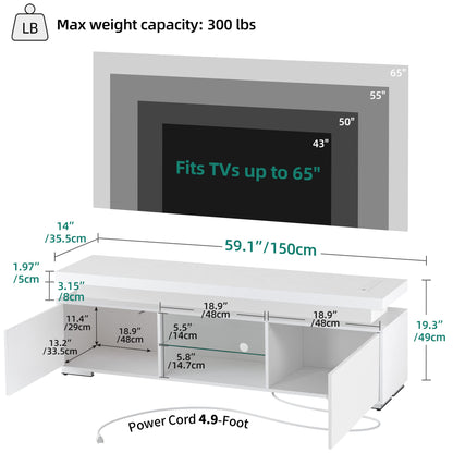 YITAHOME Morden TV Stand for 65 Inch TV, Mid Century Modern Entertainment Center for 300lbs with Double Barn Doors, Rustic TV Media Console TV Cabinet for Living Room, Grey - WoodArtSupply