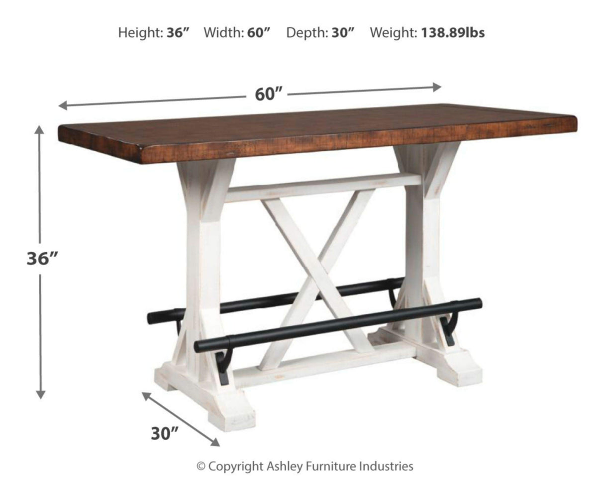 Signature Design by Ashley Valebeck Rustic Farmhouse 36" Counter Height Dining Table, Brown & White Signature Design by Ashley