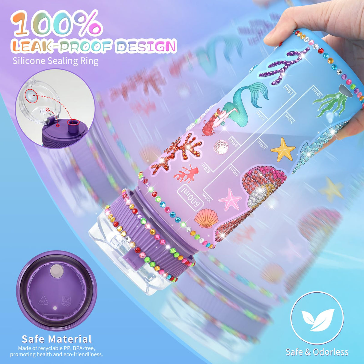 PERRYHOME Decorate Your Own Mermaid Water Bottle Kits for Girls, Mermaid Toys for Girls Age 4-10 Painting Crafts Kit, Fun Arts Kits 6-12 Year Old Toddler Girls Birthday Christmas Gifts Toys PERRYHOME