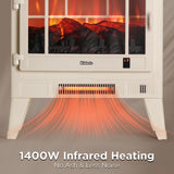 TURBRO Suburbs 25" WiFi Electric Fireplace Infrared Heater with Crackling Sound, Freestanding Fireplace Stove with Adjustable Flame Effects, Overheating Protection, Timer, Remote Control 1400W, Ivory TURBRO