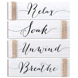 4 Pieces Farmhouse Bathroom Decor Wall Art Bathroom Sign Rustic Bathroom Decor Relax Soak Unwind Breathe Wood Sign for Home Spa Bathroom Decor, 11.8 x 3 Inch (White) Jetec