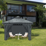 Gazebo Universal Replacement Privacy Curtain, 10'X12' Gazebo Curtains Outdoor Waterproof, 4-Panels Sidewall Curtains with Zipper for Patio, Garden and Backyard (Only Curtains, 10'x12', Grey) Tngan