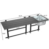 GDLF Upgraded Balcony Table Outdoor Patio Bar Table with Durable Composite Tabletop Aluminum Alloy Frame Hanging Folding Adjustable with Removable Ice Bucket, Easy Assembly (10Mins),43.5" L GDLF