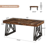 Tribesigns 63-Inch Executive Desk, Farmhouse Office Computer Desk with Sturdy X-Shaped Legs, Large Writing Table Business Furniture Workstation for Home Office, Study (Rustic Brown & Black) Tribesigns