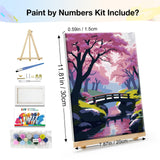 JOOZ Paint by Numbers Kit for Adults with Frame Cherry Blossom Adult Paint by Number Kits Framed Canvas Bridge Paint by Number with Easel DIY Oil Painting by Number for Gift Home Wall Decor 8x12 Inch JOOZ