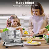 OSTBA Meat Slicer Machine for Home, Electric Deli Food Slicer with Removable 6.7” Stainless Steel Blades, 0-15mm Adjustable Thickness, Easy to Clean, 150W, Ideal for Cold Cuts, Cheese, Bread, Fruit OSTBA