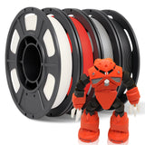 YOUSU PLA 4 * 250g 3D Printer Filament Bundle 1.75mm, Print with Most FDM 3D Printers, 1kg (2.2lbs), 4 Pack 250g Spool, Accuracy +/- 0.02mm，Black+White+Grey+Red Yousu