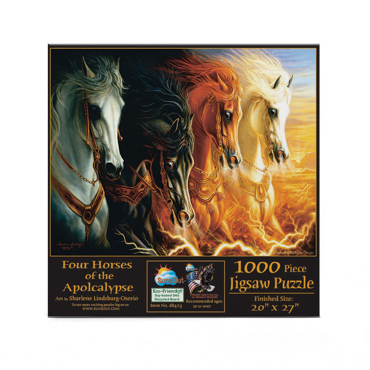 SUNSOUT INC - Four Horses of The Apocalypse - 1000 pc Jigsaw Puzzle by Artist: Lindskog-Osorio - Finished Size 20" x 27" - MPN# 68423 SunsOut