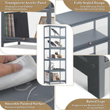 Athena Collection Curio Display Cabinet with Acrylic Doors, 5-Tier Clear Display Case 65” Hight Display Shelf for Trophy Figures Curio Collectibles for Living Room Bedroom, Grey Athena Collection