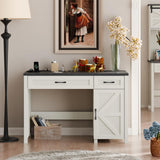 Farmhouse 47" Executive Desk, Computer Desk with Drawers and Storage Cabinet, Workstation Computer Desk for Home Office, Study. Vabches