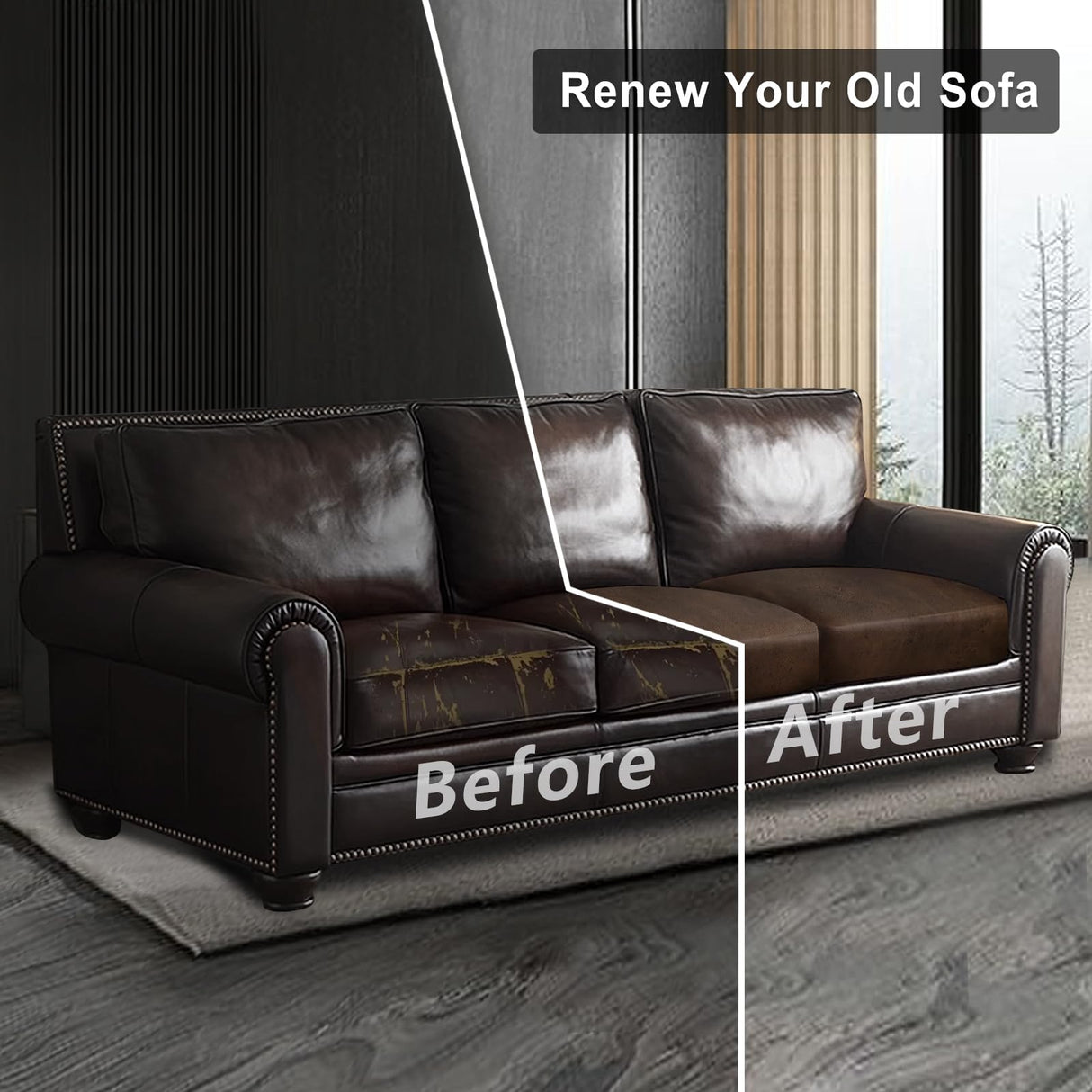 Leather Look Couch Cushion Covers Sofa Seat Slipcovers Sets Couches Furniture Protector for Sectional Armchair Loveseat Pets Kids Stretch Spandex Fabric, Machine Washable (3 Cushion Sofa, Brown) ANARACHON