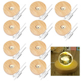 Olutacot 10 Pcs Wooden LED Display Bases Round Wood Display Lighted Bases for Glass Art LED Lighted Display Stand Bases for 3D Crystal Ball Room Office Home Decor Olutacot