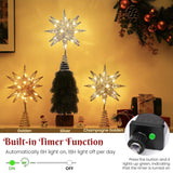 Luxspire Christmas Tree Topper, 3D Star Lighted Tree Topper, Christmas Decorations, Plug in Christmas Tree Topper with Timer, Silver Luxspire