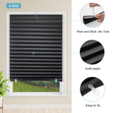 MYshade 6 Pack Temporary Blackout Paper Shades for Windows,Paper Pleated Blinds with Adhesive,No Tools No Drilling Free Cut Size Temporary Room Darkening Shades(Black, 36" W x 72" H) MYshade