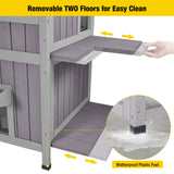 Aivituvin Outdoor Feral Cat House 2-Story Cat Cottage Kitten Shelter with Window Aivituvin