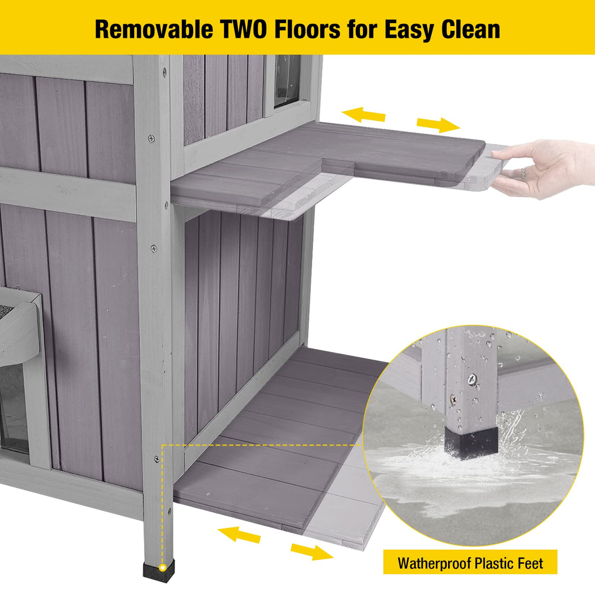 Aivituvin Cat House - 2 Story Outdoor Feral Cats Shelter with Escape Door | Durable Wood Pet House for Cats Aivituvin