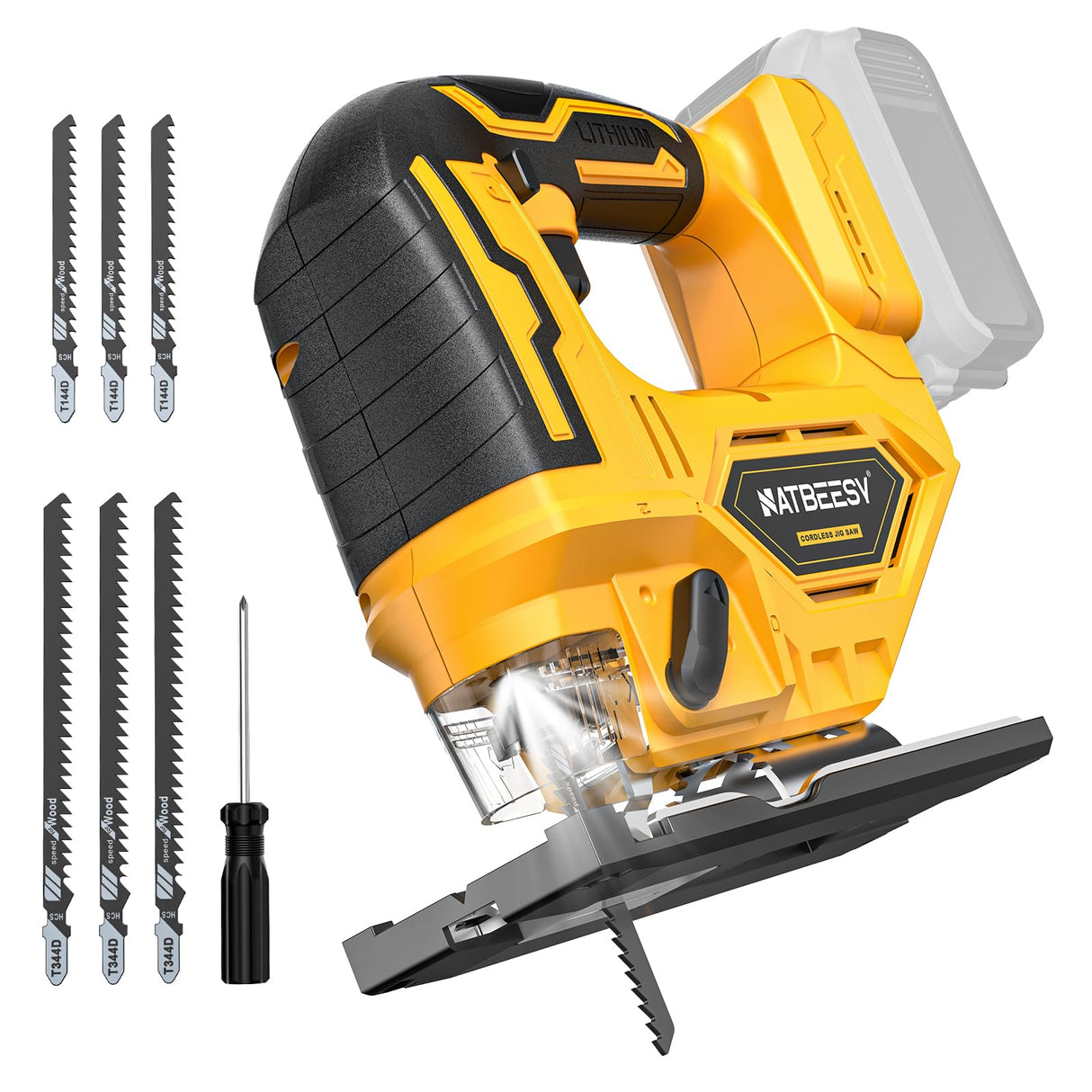 Cordless Jig Saw for Dewalt 20v Max Battery, Brushless Jigsaw Cut Off Tool, Variable Speed 2900RPM, 45° Beveled Cuts, 3 Orbital Action, with Jigsaw Blades for Straight/Curve/Circle Cutting(Tool Only) NATBEESY