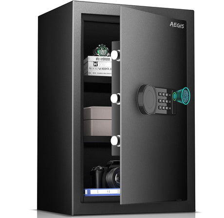 AEGIS Biometric Gun Safe with Silent Mode, 3.7 Cubic Feet Large Quick Access Security Safe with Fingerprint Scanner Money Safe Lock Box for Home Office Hotel AEGIS