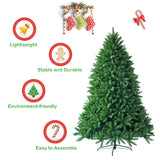 Goplus 5ft Unlit Artificial Christmas Tree, Premium Hinged Fir Tree, Easy Assembly with Metal Stand, Xmas Décor for Indoor and Outdoor (5ft) Goplus