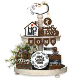 11 Pieces Farmhouse Tiered Tray Decor Home Wood Sign Rustic Home Sweet Home Simply Blessed Wooden Beads Tiered Tray Decorations Set for Home Kitchen Table Shelf (Farmhouse Style) Yalikop