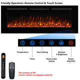 Dreamflame Smart Electric Fireplace 72inch, Recessed& Wall-Mounted Fireplace Inserts, Multicolor Flame w/5 Dimmer, WiFi Control Thermostat&Timer, Low Noise& Hardwire Connect, 1500W, Black Dreamflame