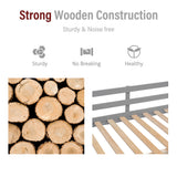 Merax Grey Low Loft Bed with Convertible Ladder and Full Guardrail, No Box Spring Needed Merax