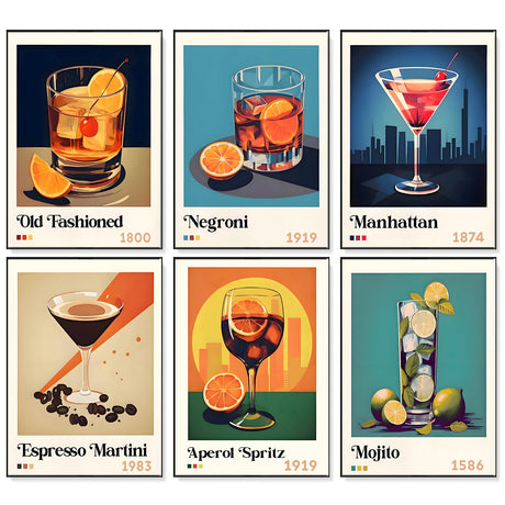 6 Pack Paint by Numbers Kit for Adults Beginner, Cocktail Adult Paint by Number Kits on Canvas, Cocktail DIY Acrylic Oil Painting by Numbers Kits, Perfect for Home Decor 10x14 Inch Okarina