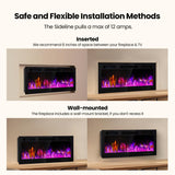 Electric Fireplace Inserts 42 Inch Wide, RealSmart Wall Mounted Fireplace 750W/1500W in-Wall Recessed Heaters with Remote Control, Timer, 12 Adjustable Color Flame & Brightness, Touch Screen RealSmart