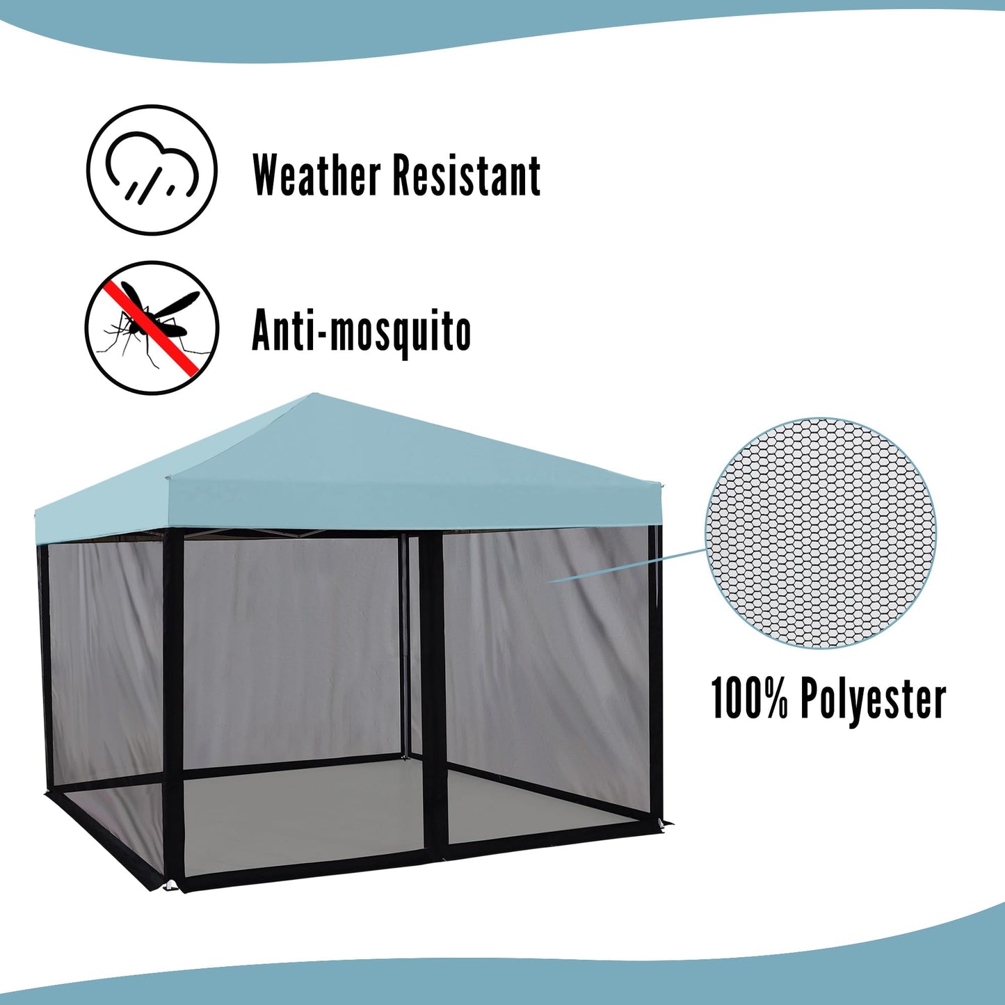 Seogwisam Mosquito Netting for 10'x10' Pop up Canopy Tent or Gazebo,Zipper Screen Sidewalls for Outdoor Garden Patio Gazebo(Mosquito Net Only,Black)