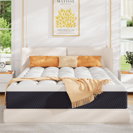 pengucool 12 Inch California King Mattress in a Box, Breathable Gel Memory Foam with Plush Pillowtop for Pressure Relief, CertiPUR-US Certified, Fiberglass-Free pengucool