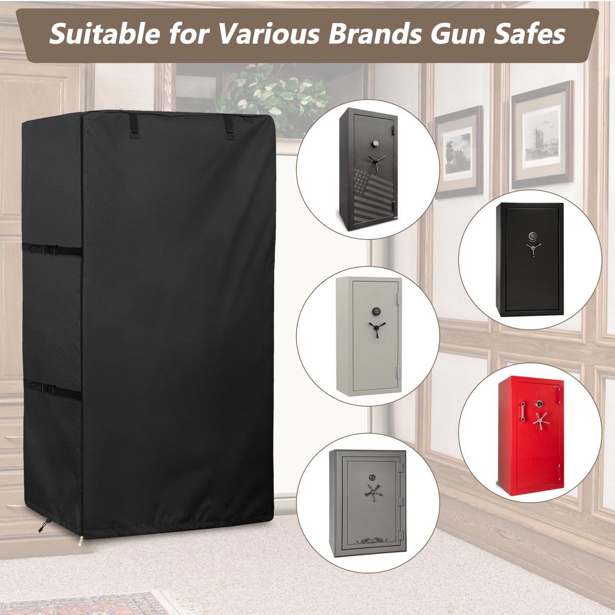 Exokugo Gun Safe Cover,Heavy Duty 600D Waterproof Dustproof Gun Safe Cover for Rifles and Pistols Gun Safe,Concealed Gun Cabinet Cover with Plush Liner Exokugo