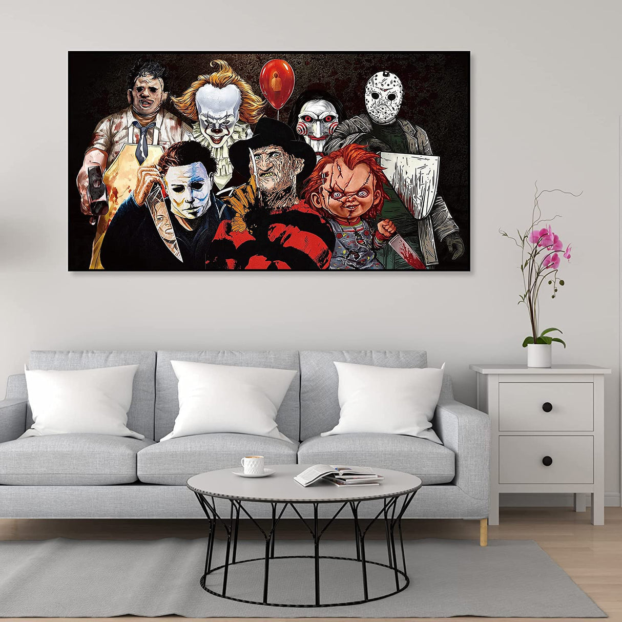 KYOQFVN Halloween Diamond Painting Kits for Adults,5D Full Round Diamond Halloween Clown Diamond Art Kit, Large Dots Diamond Painting for Beginners, DIY Beads for Home Wall Decor, 27.5" x 15" KYOQFVN