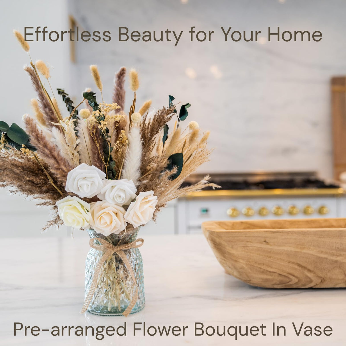 100pcs Artificial Flowers Arrangement With Vase Included, Dining Table Centerpiece Decorations, Fake Flowers in Vase, Dried Pampas Grass Floral Centerpieces, Coffee Table Decor, Centro de Mesa RyddeligHome