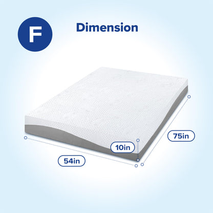 Olee Sleep Full Mattress, 10 Inch Gel Memory Foam Mattress, Gel Infused for Comfort and Pressure Relief, CertiPUR-US Certified, Bed-in-a-Box, Medium Firm, Grey, Full Size