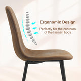 LFVFFA Round Dining Table Set for 4, 48 Inches Kitchen Table with 4 Brown Chairs, Tempered Glass Tabletop with Wood Pedestal Base, 5 Pieces Dinner Table Set for Living Room Apartment LFVFFA