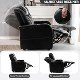 AZXZCS 57" RV Loveseat Recliner Sofa, Home Theater Seating with 3 Arms and 2 Pillows, Wall Hugger Recliners & 135° Reclining Couch (Black PU Leather Furniture) AZXZCS